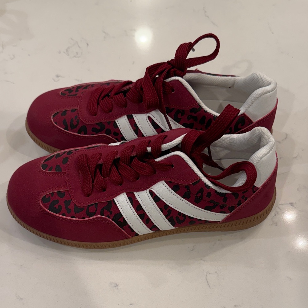 Maroon and White Sneakers